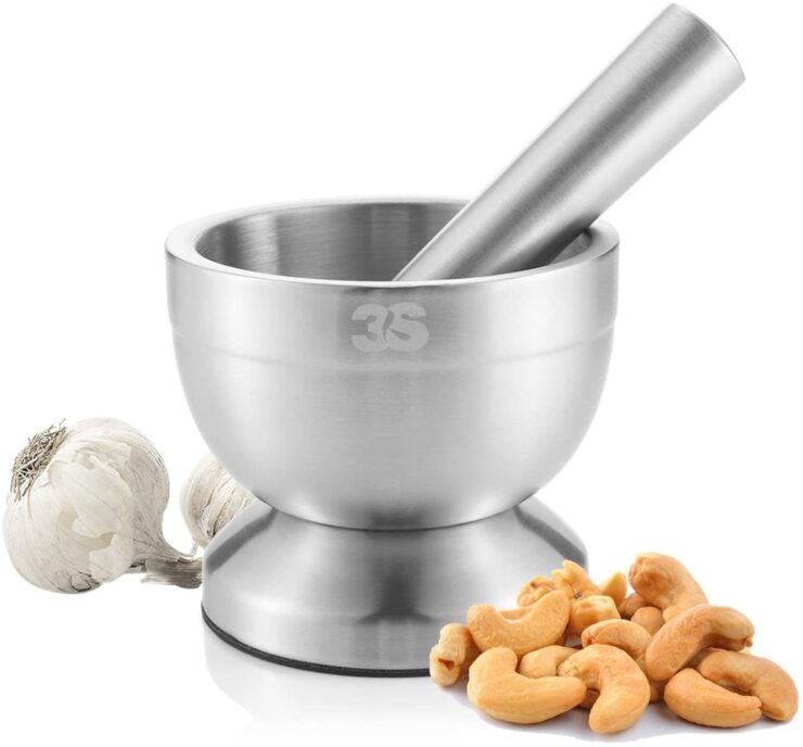 3S Stainless Steel Spice Grinder Mortar and Pestle Set