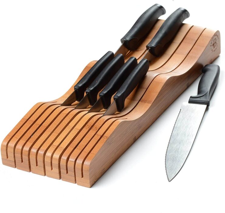 Bambüsi Wood Drawer Knife Organizer