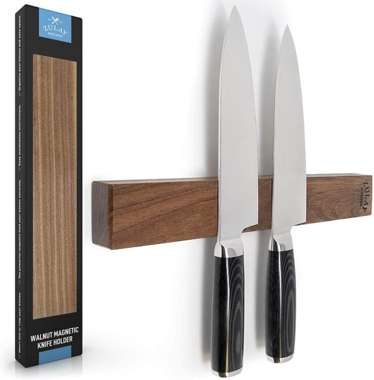 Zulay Seamless Walnut Wood Magnetic Knife Holder
